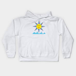 Wind rose with the sun and the sea Kids Hoodie